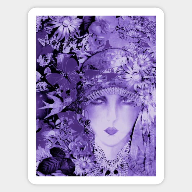 LAVENDER ART DECO FLORAL FLAPPER ART POSTER COLLAGE Sticker by jacquline8689